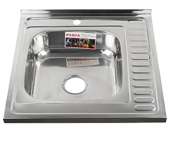 Мойка накладная 60*60 левая толщина 0.6 глубина 160+ сифон 62273L